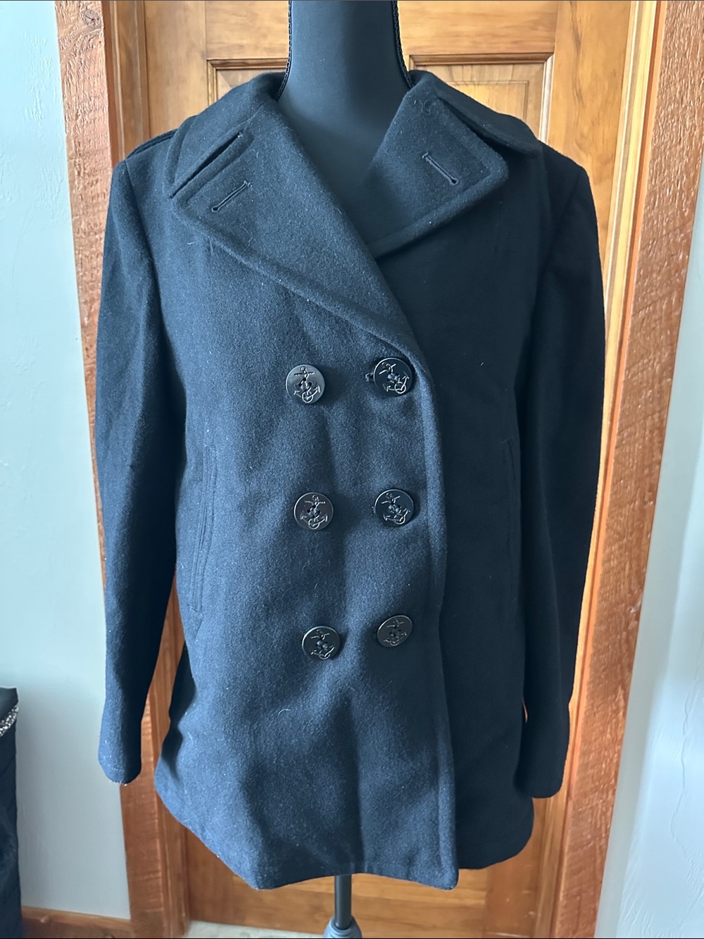 DSCP Quarterdeck Collection Wool PeaCoat Black US Navy Uniform Women's Size 10R